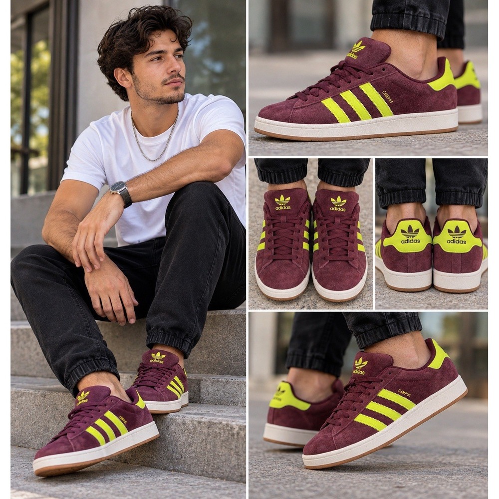 adidas Campus ADV Maroon Solar Yellow Men's size 12 (24-b2)